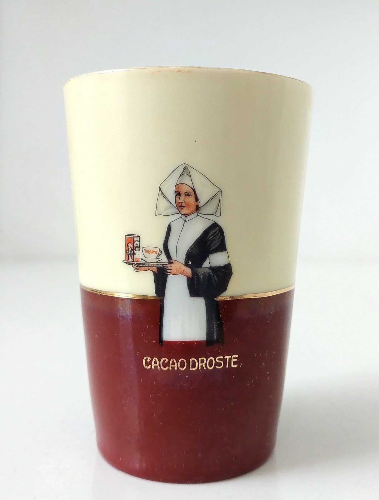 Oude Droste Cacao Reclame Porseleinen Beker Haarlem, Ophalen of Verzenden, Gebruikt