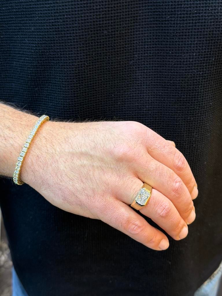 14KT Goud - Herenring - 4ct Labdiamant - 8.1 Gram-Mannenring, Sieraden, Tassen en Uiterlijk, Ringen, Ophalen, 20 of groter, Heer