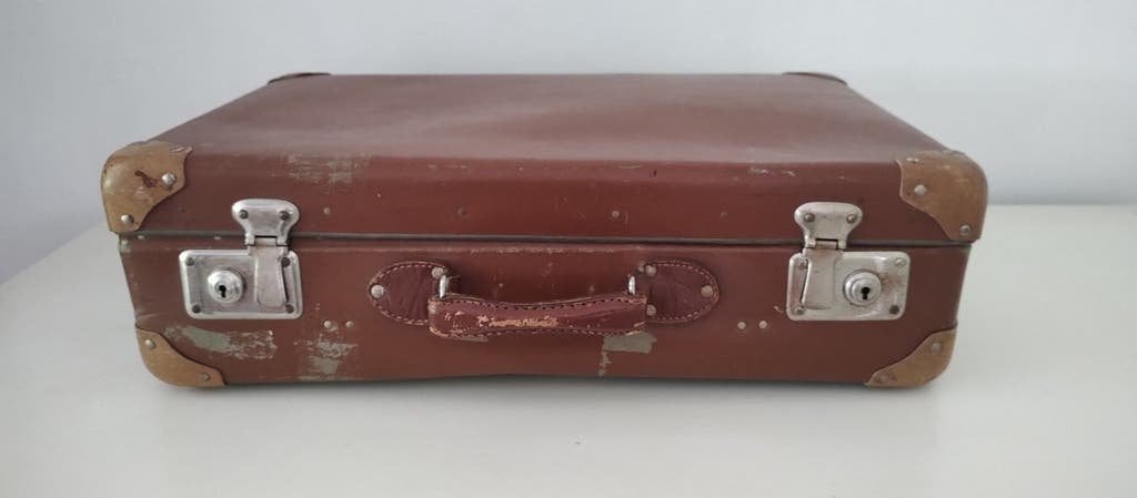 K717 VINTAGE jaren 40 koffer van geperst karton, Overige materialen, Gebruikt, 50 tot 60 cm, Onbekend