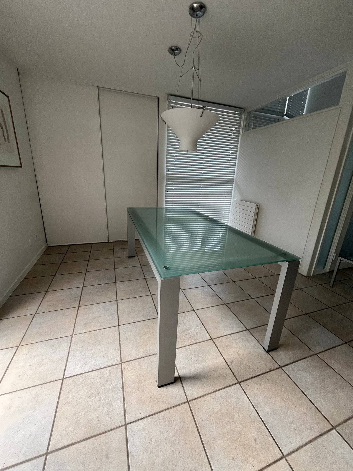 Arco Graphic tafel met glazen blad, Huis en Inrichting, Tafels | Eettafels, Gebruikt, 100 tot 150 cm, Ophalen of Verzenden, Glas