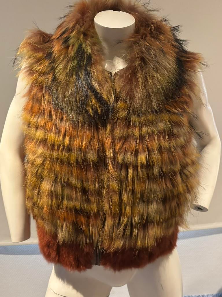 Oranje bruin bont vestje maat s/m, Ophalen of Verzenden, Zo goed als nieuw, Maat 38/40 (M), Bruin