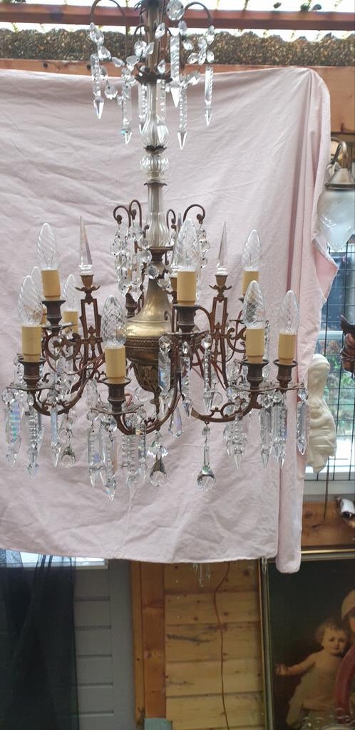 Prachtige antieke Franse kroonluchter 95 cm hoog 50 cm door, Ophalen, Gebruikt