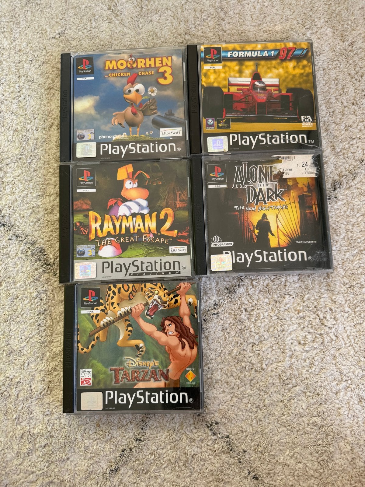 PlayStation 1 Games: Rayman 2, Tarzan, Alone in the Dark, F1, Spelcomputers en Games, Games | Sony PlayStation 1, Gebruikt, 1 speler