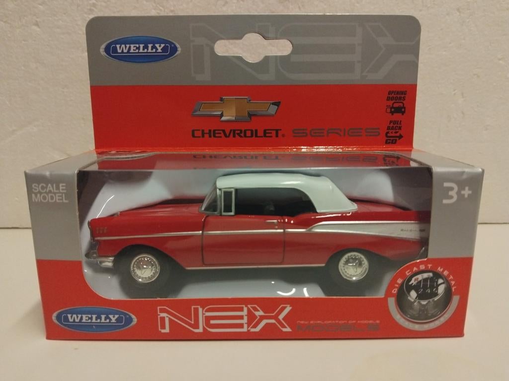 NEX 1:43 Chevrolet Bel Air soft top red 1967 Welly, Ophalen of Verzenden, Zo goed als nieuw, Auto, Overige merken