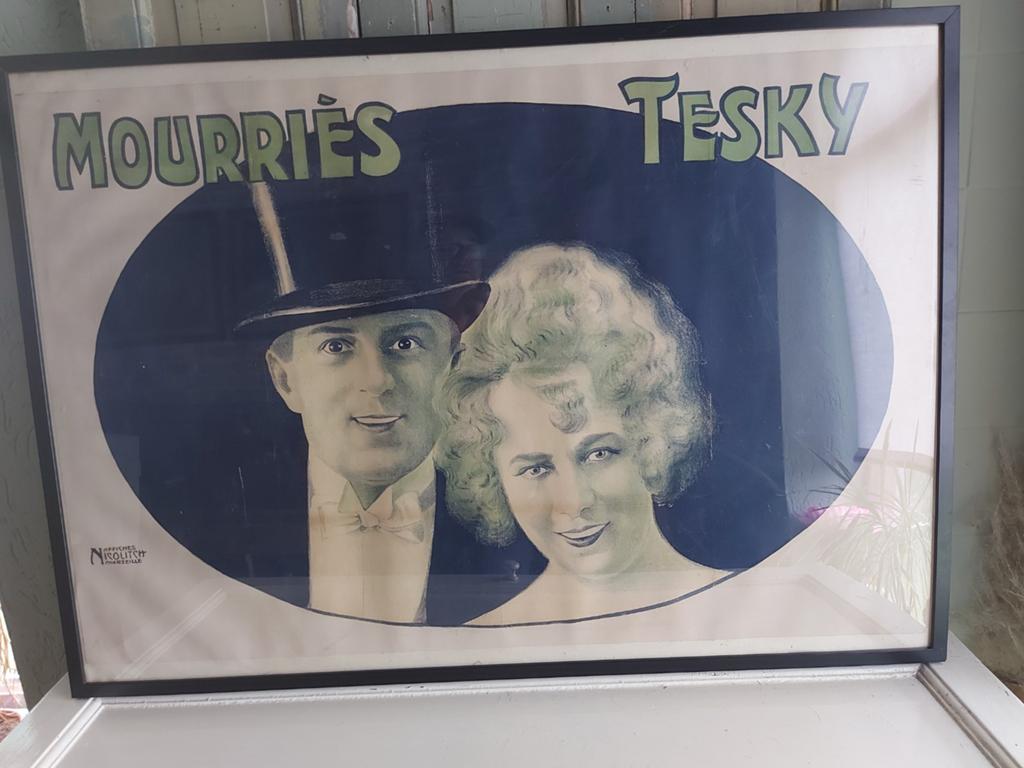 Oude Franse variété poster op linnen gezet ingelijst, Ophalen
