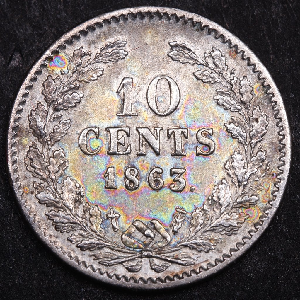 10 cent 1863. Pr. (P), Koning Willem III, Zilver, Ophalen of Verzenden, 10 cent