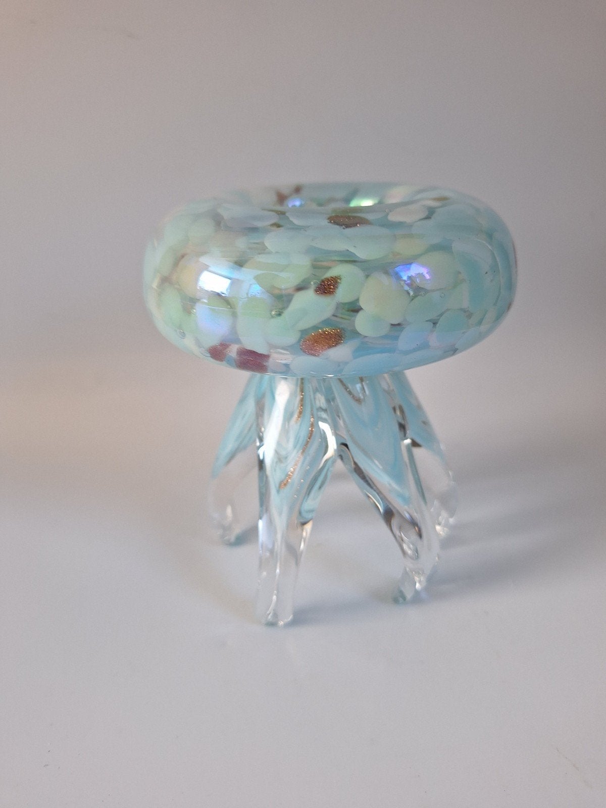 Prachtige theelicht houder in vorm van kwal van murano glas, Ophalen of Verzenden