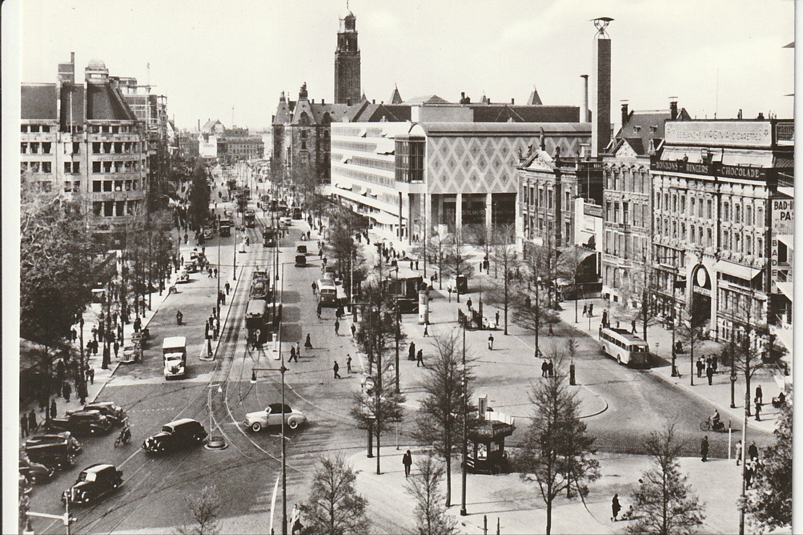 ROTTERDAM COOLSINGEL 1940 STADHUIS VERKEER BUSSEN RET TRAMS, Ophalen of Verzenden, 1940 tot 1960, Ongelopen, Zuid-Holland