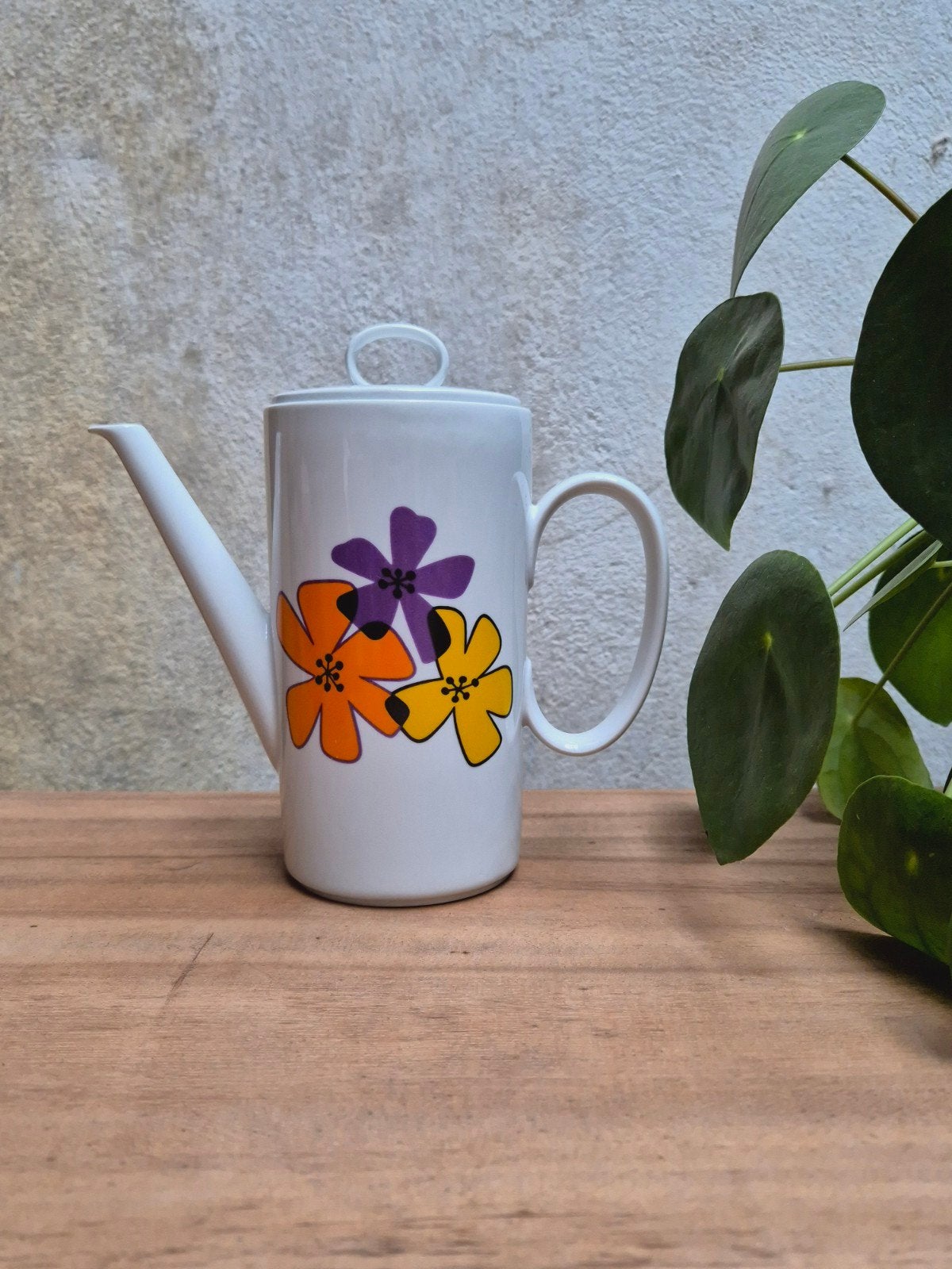 Jaren 70 Sebring Italië Flower Power Deco koffiepot, Ophalen of Verzenden, Porselein, Overige stijlen, Overige typen