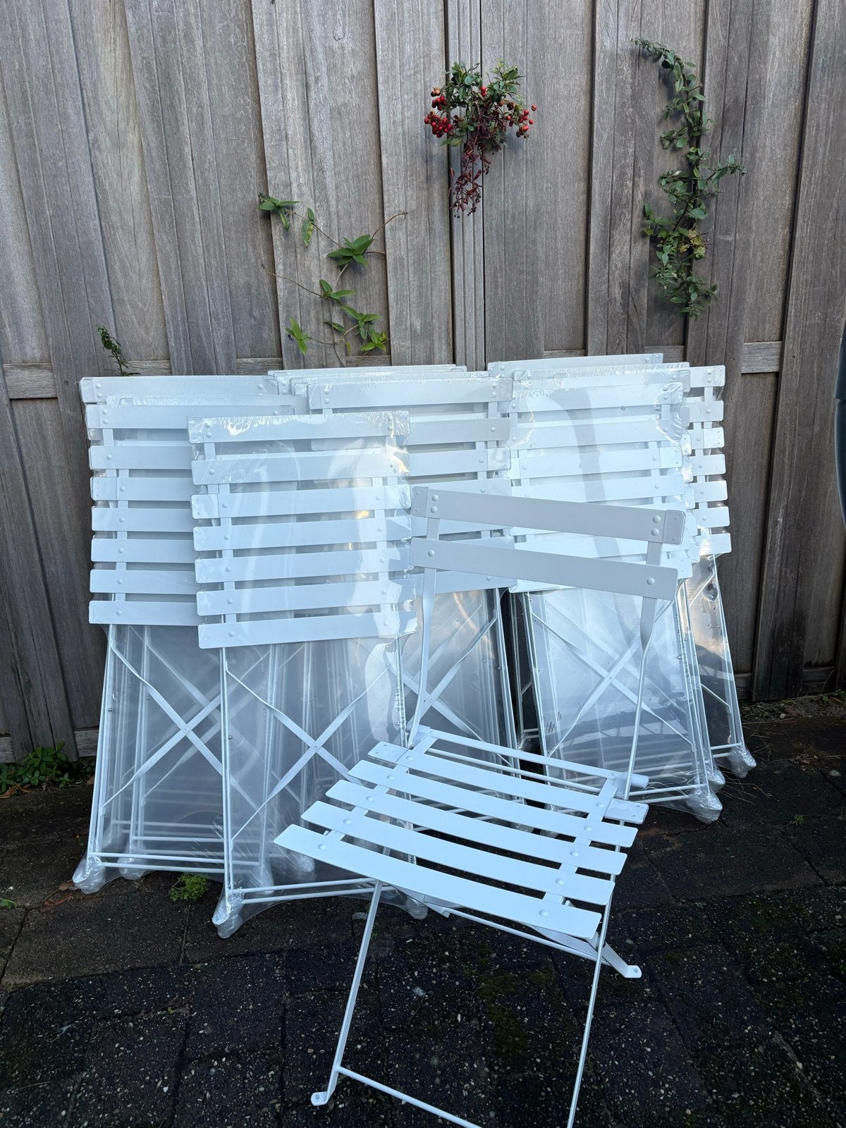 Nieuwe witte inklapbare tuinstoelen (meerdere beschikbaar), Tuin en Terras, Ophalen, Nieuw, Metaal, Inklapbaar
