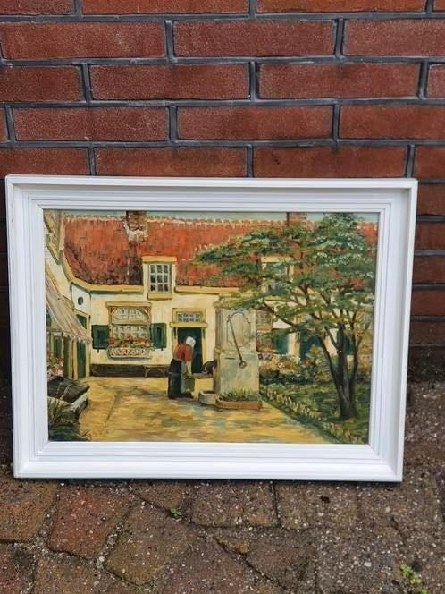 Schilderij Hofje van Loo Haarlem ongesigneerd op hout, Ophalen