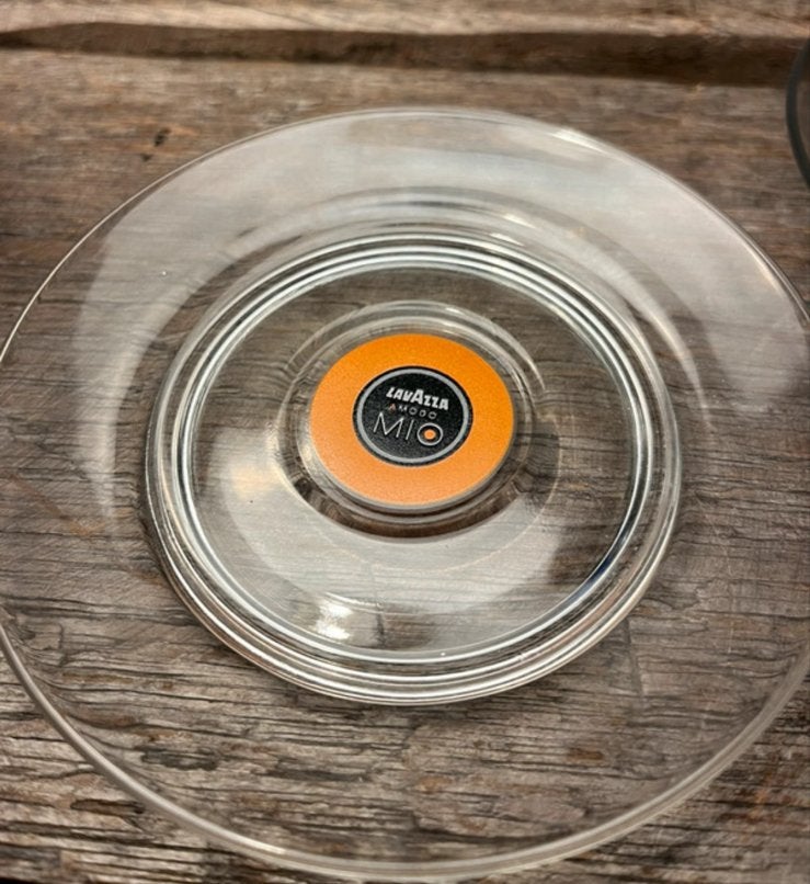 Lavazza Mio Espresso Kopjes met Schotels - Set van 4, Gebruikt, Overige merken, Ophalen of Verzenden, Glas