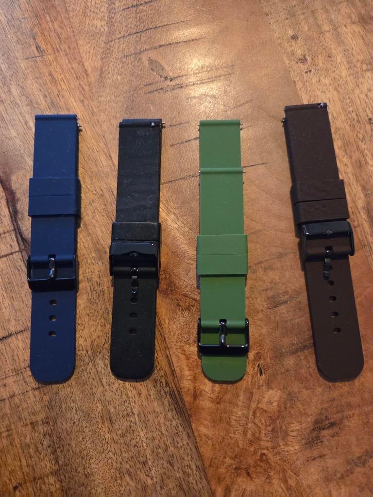 Horlogebandjes Heren 20mm, Ophalen of Verzenden, Nieuw, Zwart, Android