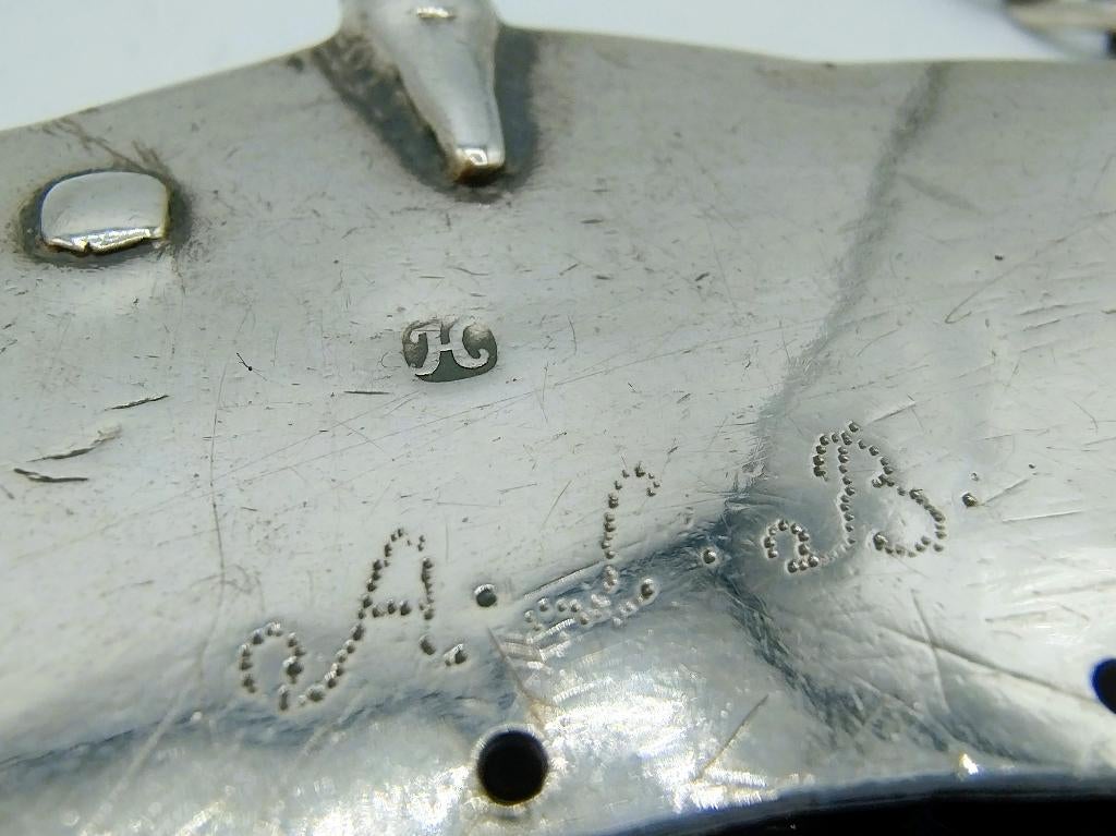 Zilveren tasbeugel met ketting, H. Hubert, Groningen, 1790, Verzenden, Zilver