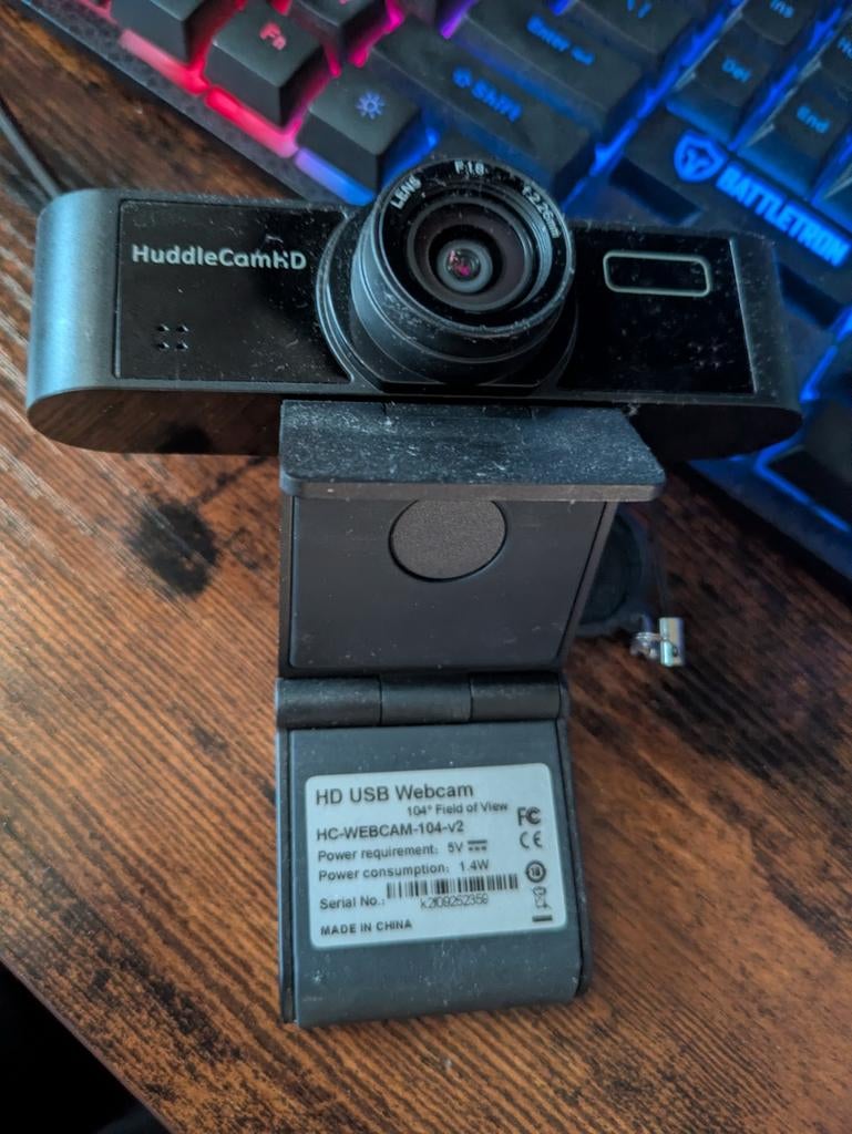Huddlecam HD USB Webcam - Zo goed als nieuw, Computers en Software, Webcams, Nieuw, Bedraad, ChromeOS, Windows, Android, Monitorclip