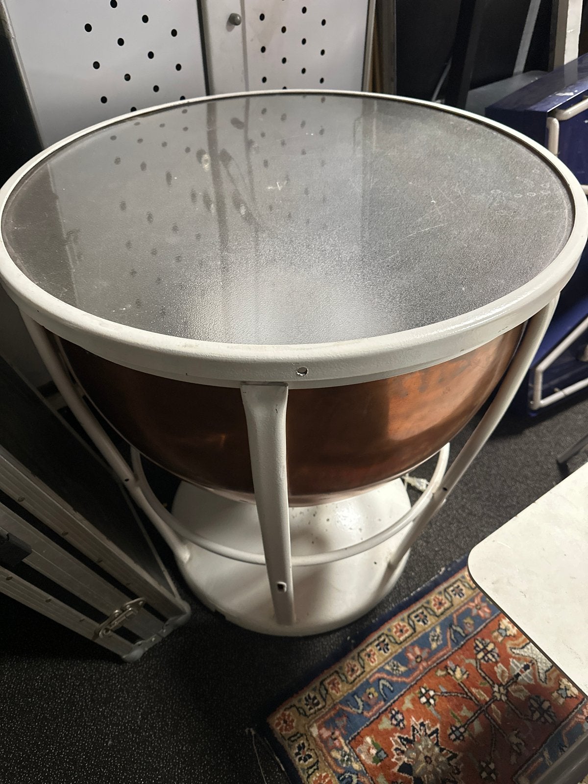 Vintage koperen pauk (percussie-instrument) bijzettafel lamp, Antiek en Kunst, Ophalen