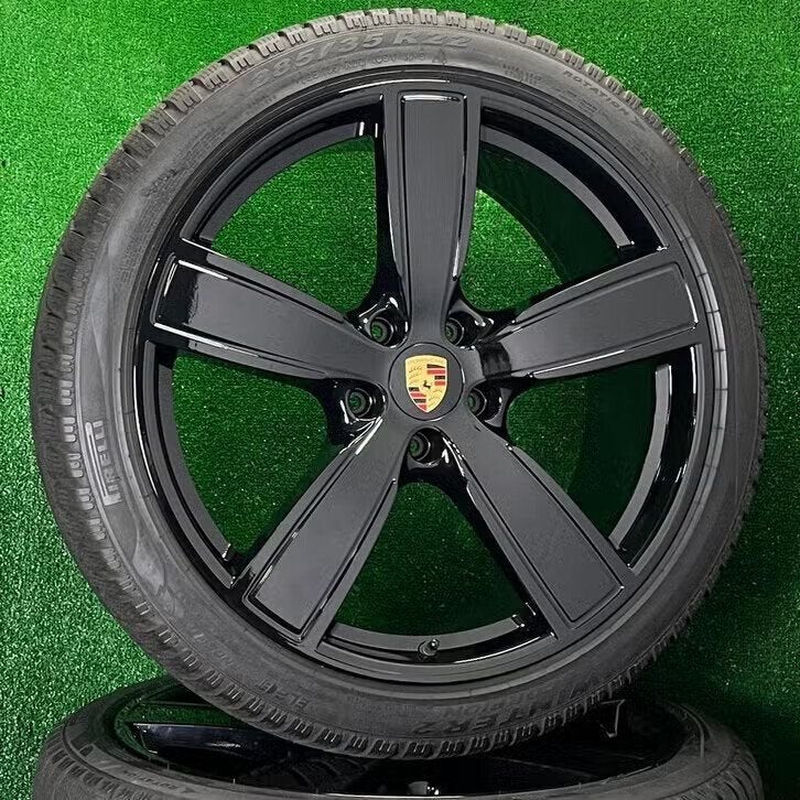 Originele 22 inch Porsche Cayenne E3 velgen met winterbanden, Gebruikt, 285 mm, Banden en Velgen, Germany