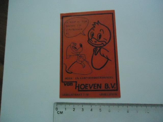 sticker oud Van Hoeven donald duck strip ijsselstein retro, Verzenden, Zo goed als nieuw, Bedrijf of Vereniging