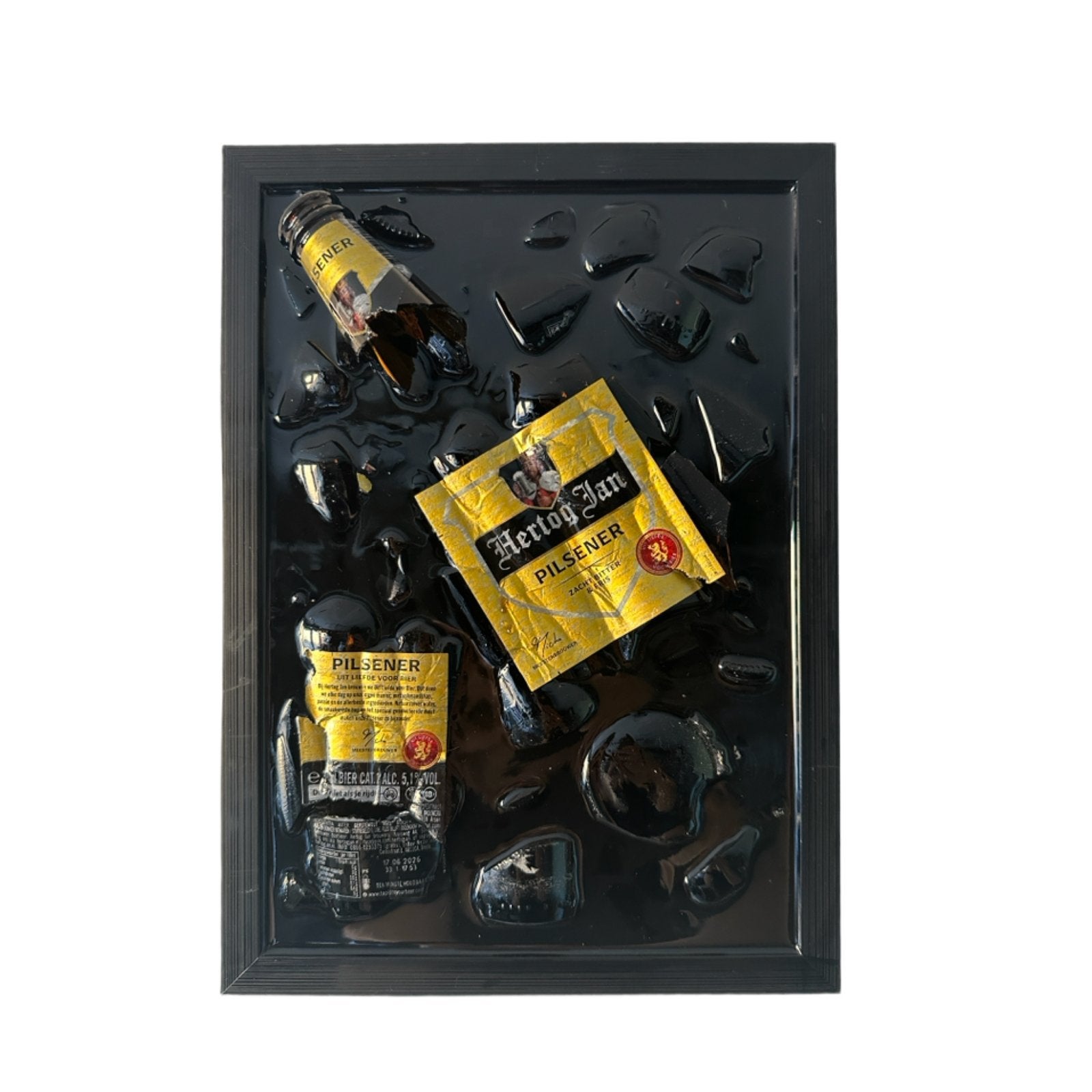 Hertog jan 1 bier broken bottle schilderij, Antiek en Kunst, Ophalen of Verzenden