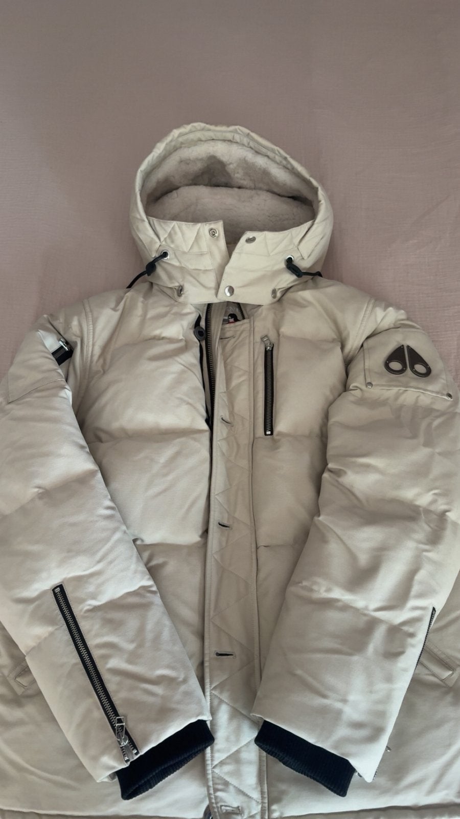 Z.G.A.N Moose knuckles winter puffer/parka beige XL, Ophalen of Verzenden, Zo goed als nieuw, Maat 56/58 (XL), Beige
