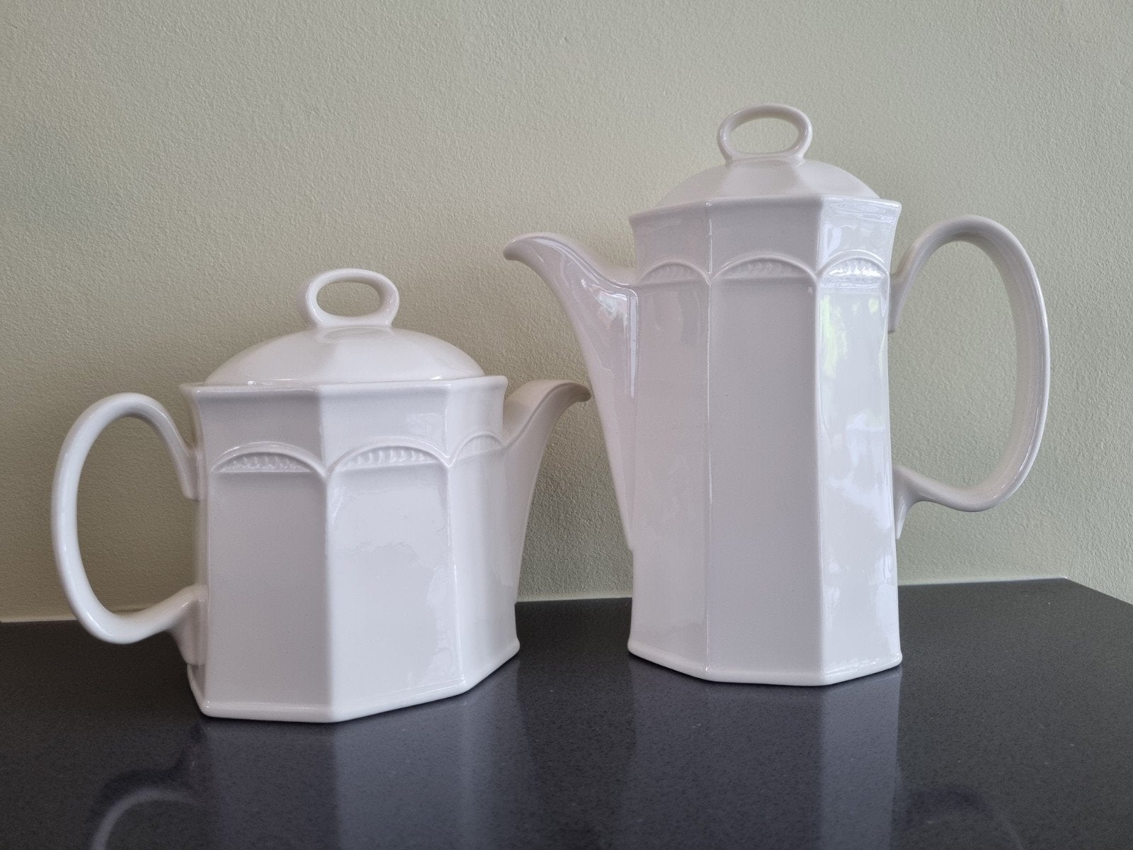 Theepot en koffiekan, Steelite 'Monte Carlo' jaren '80, Huis en Inrichting, Overige merken, Vintage, Ophalen of Verzenden, Zo goed als nieuw