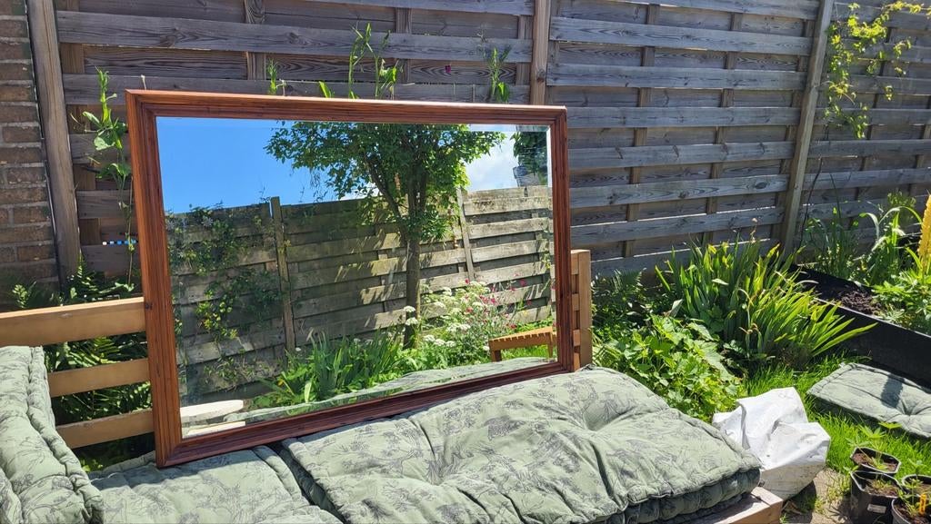 Grote spiegel met geslepen glas, Huis en Inrichting, Woonaccessoires | Spiegels, Ophalen, Gebruikt, 125 cm of meer, Minder dan 100 cm
