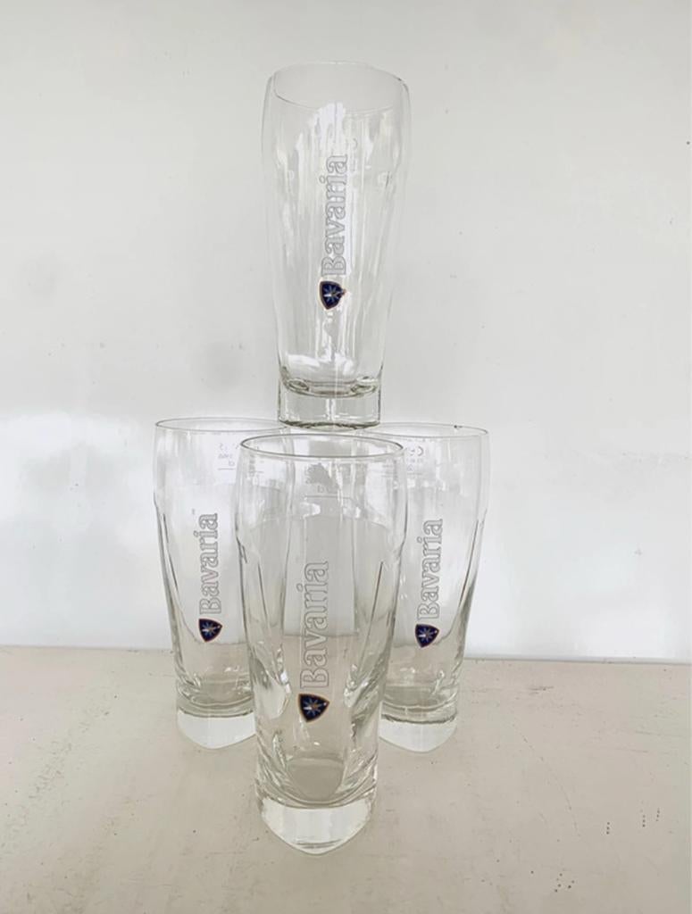 4 Bavaria bierglazen - 20 cl, Ophalen of Verzenden, Nieuw, Glas of Glazen, Bavaria