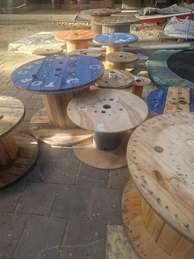 Houten kabelhaspel tafel tuintafel prijs per stuk, Huis en Inrichting, Ophalen