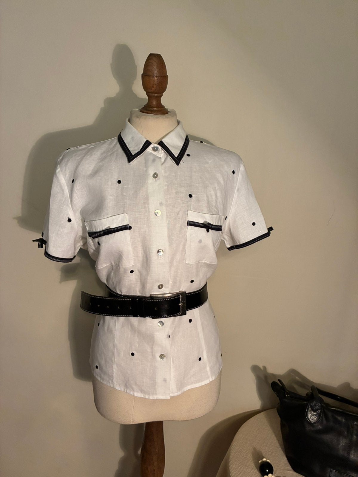 MALCOLM & CO BLOUSE WHITE IRISCH LINNEN, Verzenden, Zo goed als nieuw, Maat 42/44 (L), Wit