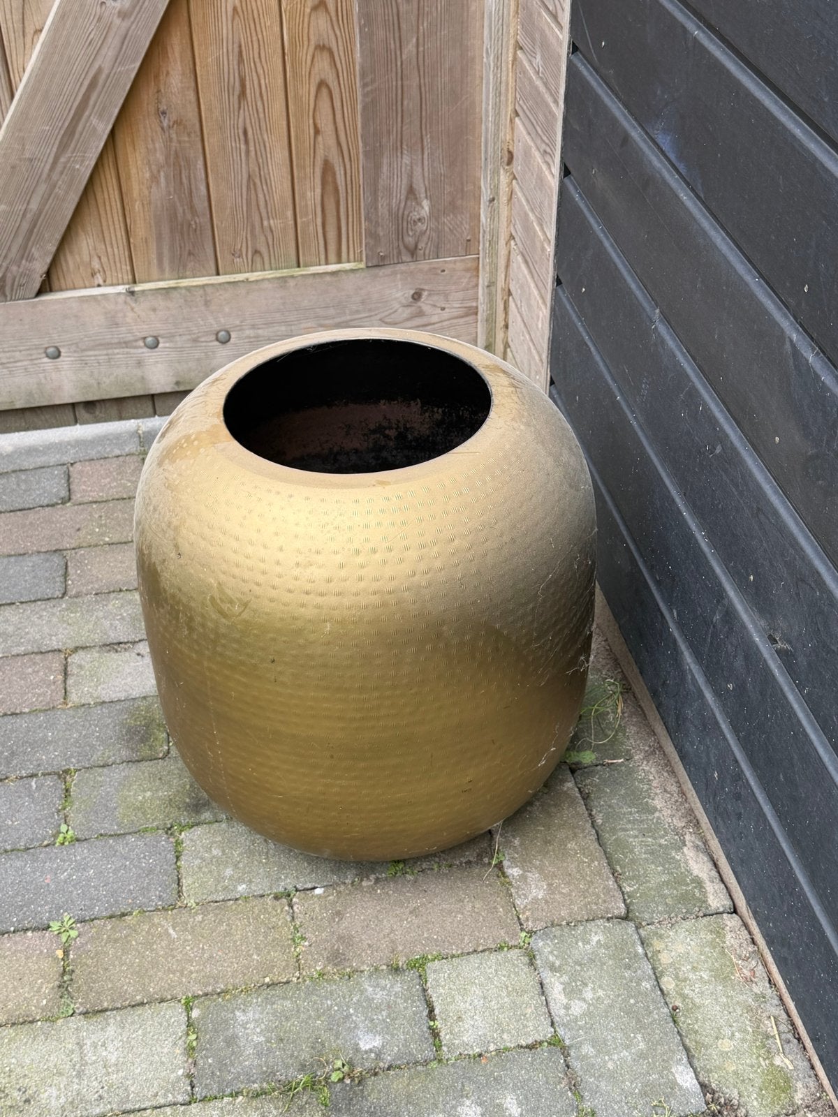 Gouden bloempot voor binnen en buiten, Gebruikt, 40 cm of meer, Rond, Binnen