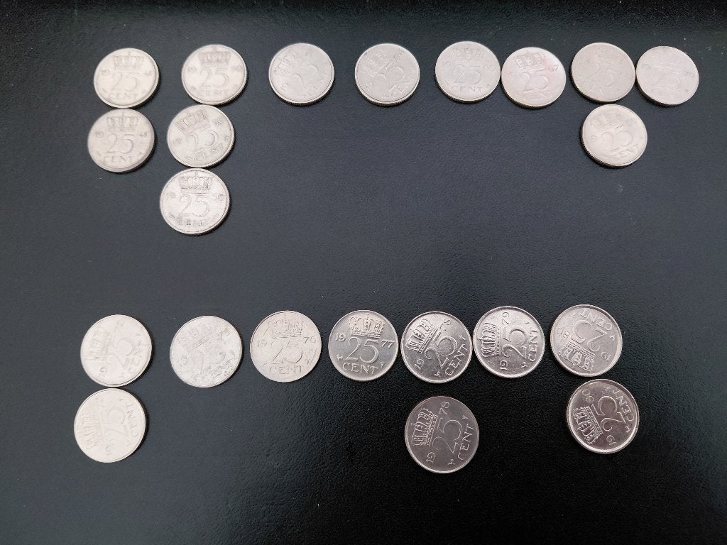 25 cent/kwartje, Juliana, zie omschrijving. per stuk 0,50 ct, Verzenden, Koningin Juliana, 25 cent, Losse munt