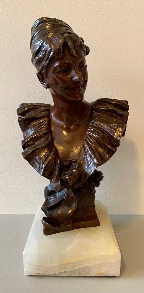 Antiek Frans Bronzen Buste ~ Georges van der Straeten, Antiek en Kunst, Ophalen of Verzenden
