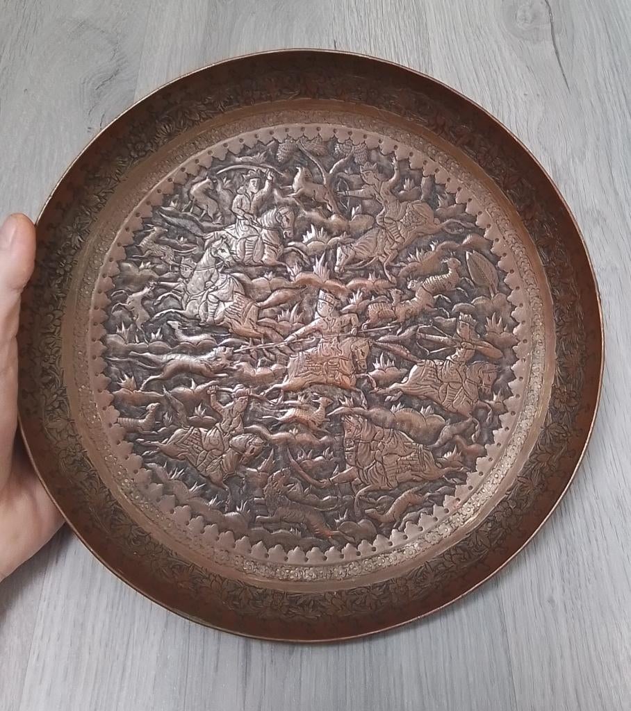 Vintage handgegraveerde koperen plaat: muurkunst, Ophalen of Verzenden