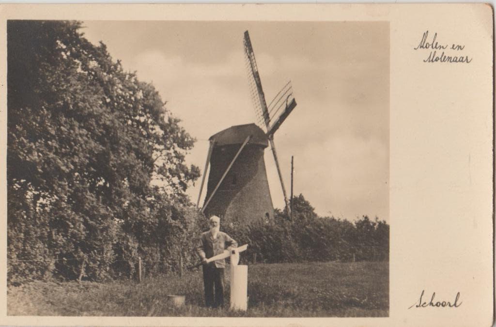 molen schoorl molenaar molenansicht molens windmolen wind, Ophalen of Verzenden, 1940 tot 1960, Ongelopen, Gebouw