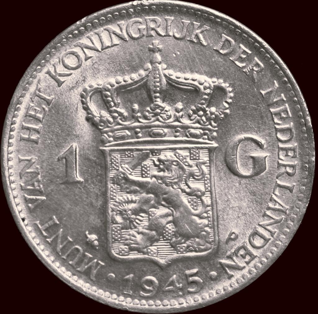 1 Gulden 1945 Wilhelmina - Uiterst zeldzaam. FDC-, Postzegels en Munten, Munten | Nederland, Ophalen of Verzenden, Koningin Wilhelmina