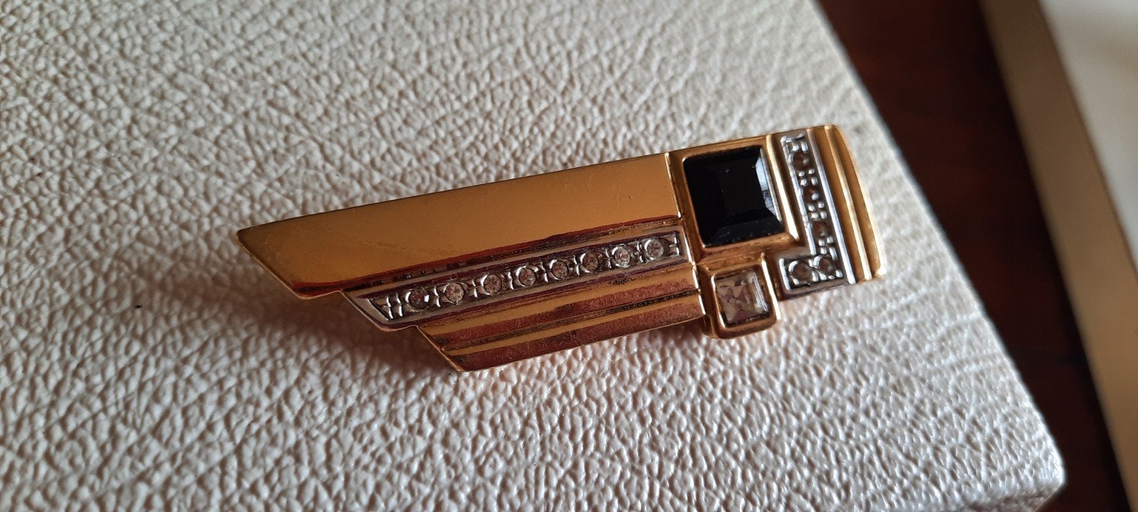 Vintage art deco broche, geometrisch decor, Ophalen of Verzenden, Overige materialen, Broche