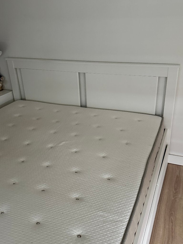 IKEA SONGESANT bed frame complete with a matching mattress, Ophalen, Overige materialen, Wit, Tweepersoons