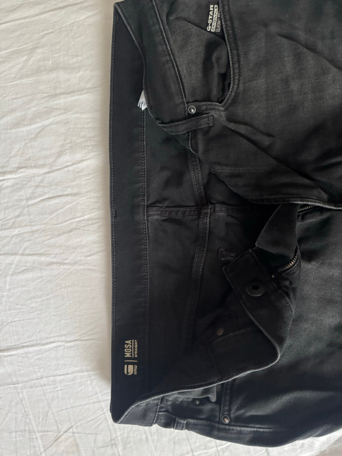 G-Star RAW Mosa Straight Jeans Zwart  maat 38/32, Ophalen of Verzenden, Zo goed als nieuw, Zwart, W33 - W34 (confectie 48/50)