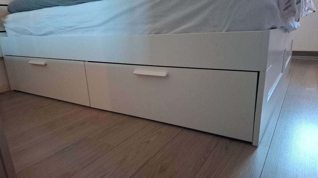 GRATIS  af te halen bed ombouw IKEA 180cm bij 200, Ophalen, Gebruikt, Wit, Tweepersoons