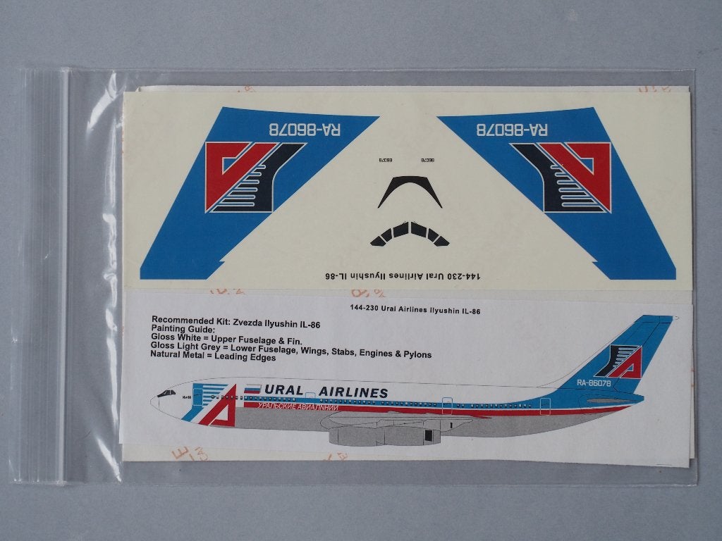 1/144 decals voor Zvezda Ilyushin Il-86, Overige merken, 1:144 tot 1:200, Nieuw, Ophalen of Verzenden