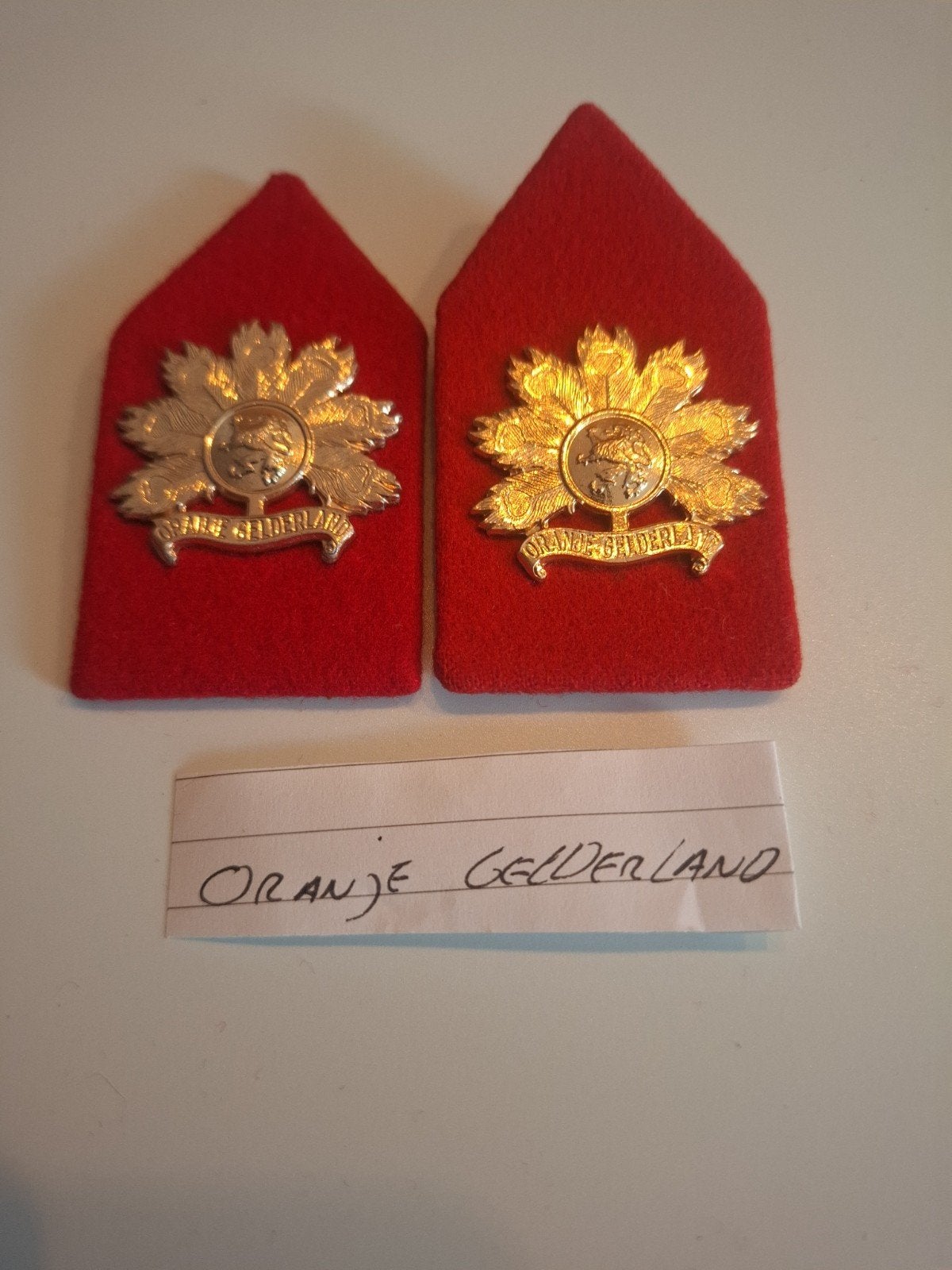Oranje Gelderland. Emblemen Landmacht, Ophalen of Verzenden, Landmacht, Nederland, Embleem of Badge