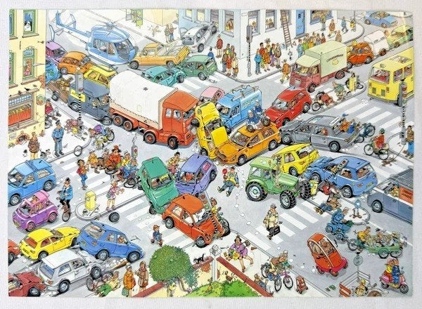 Jan van Haasteren Puzzel 2x1000 Verkeerschaos en Ter Land te, Hobby en Vrije tijd, Denksport en Puzzels, Verzenden, 500 t/m 1500 stukjes