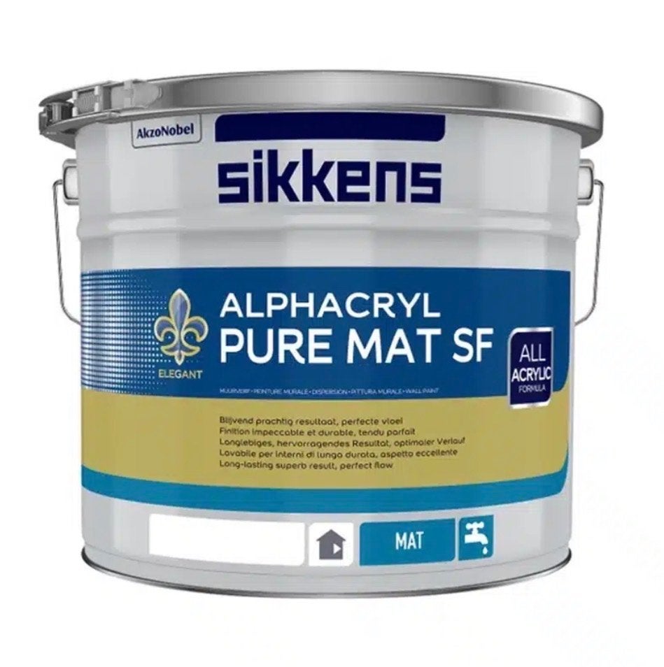 Sikkens Alphacryl Pure Mat SF - 10L - Wit of Ral kleur, -, Wit, -, Nieuw