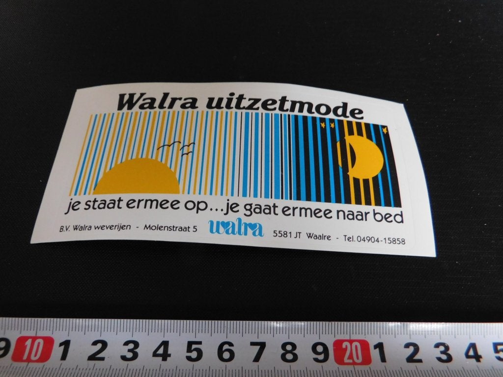 sticker Waalre Walra uitzetmode Walra weverijen Molenstraat, Ophalen of Verzenden, Zo goed als nieuw