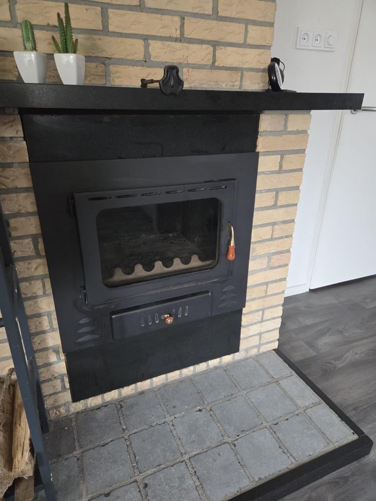 Hout CV kachel 18kw incl. Abcat rookgasfilter, Huis en Inrichting, Kachels, Ophalen, Gebruikt, Hout, Houtkachel