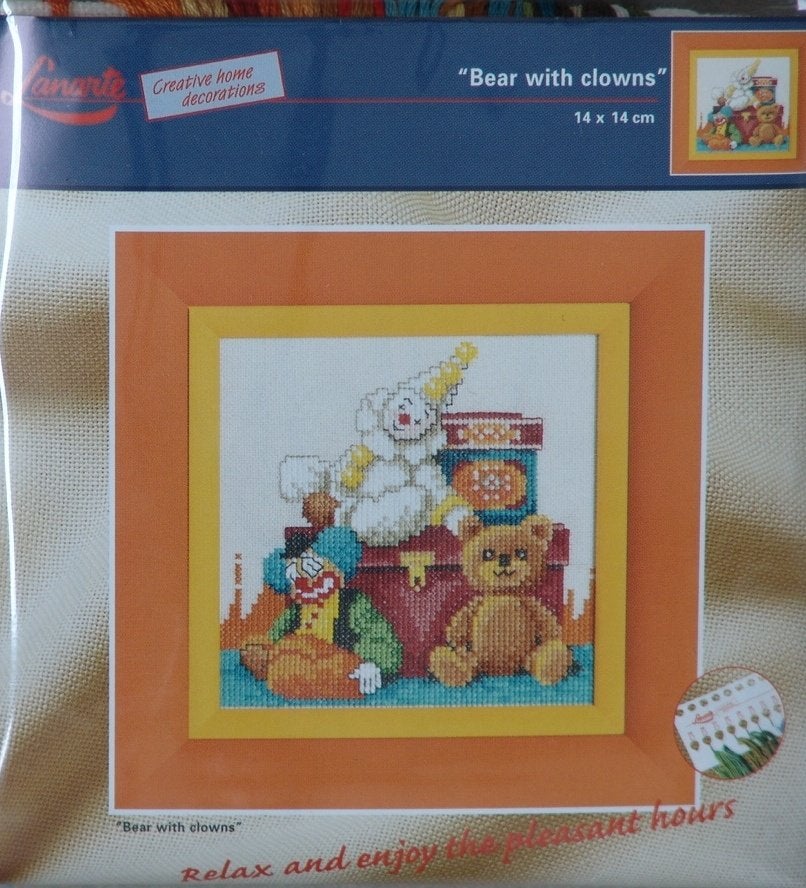 Cado lanarte borduurpakket, BEAR WITH CLOWNS 15581, Ophalen of Verzenden, Nieuw, Handborduren, Borduurpakket