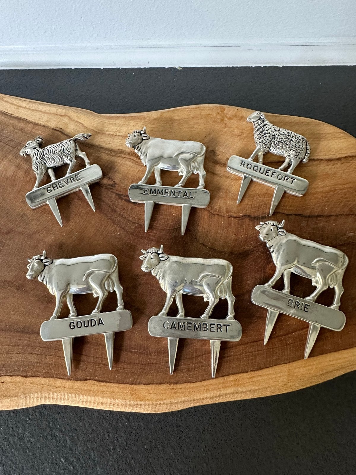Set van 6 kaas verzilverde kaas prikkers, Zilver, Ophalen of Verzenden, Metaal, Overige merken