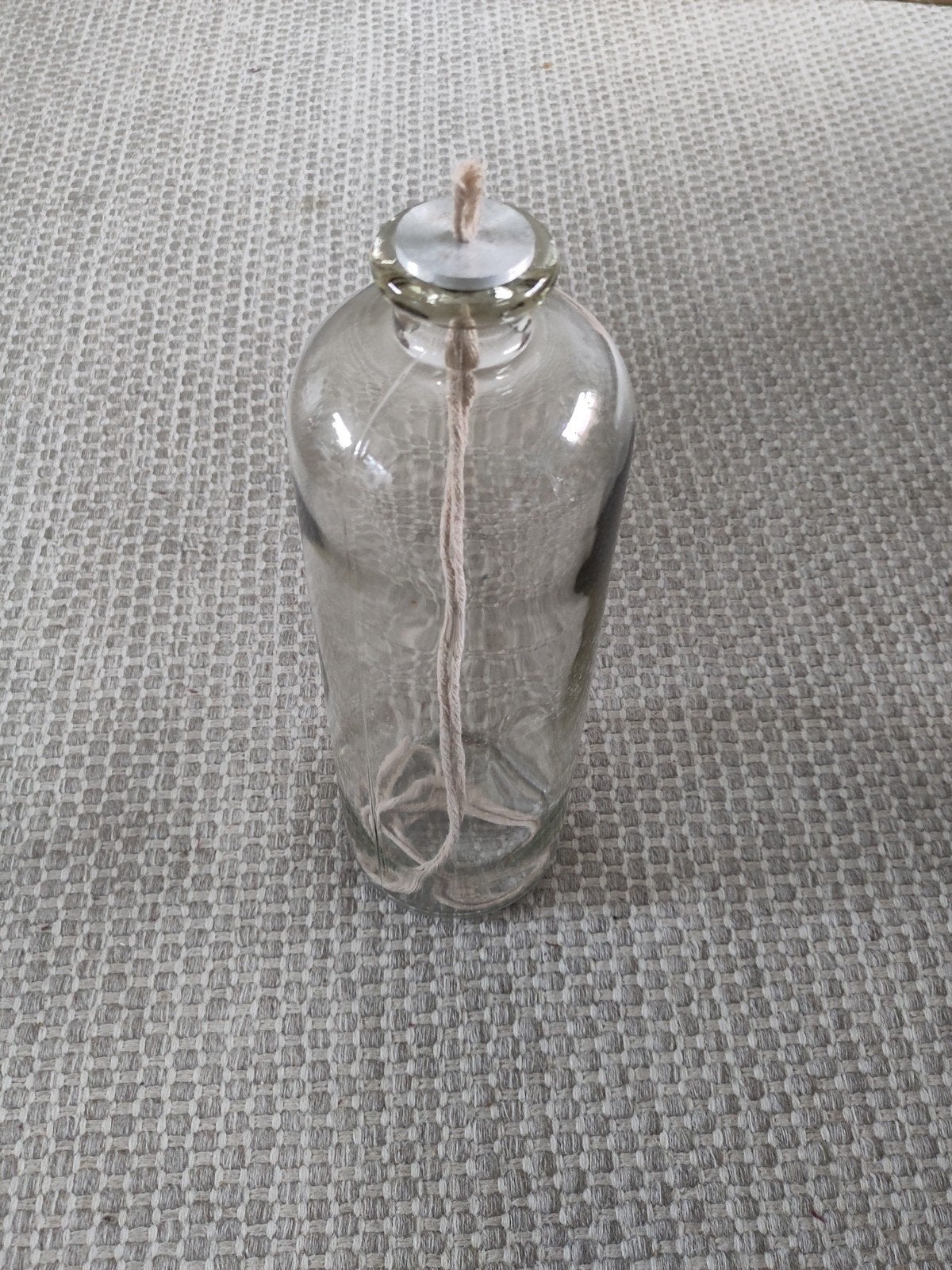 Glazen olielamp - 35 cm hoog, 10 cm doorsnee, Ophalen, Zo goed als nieuw, Glas