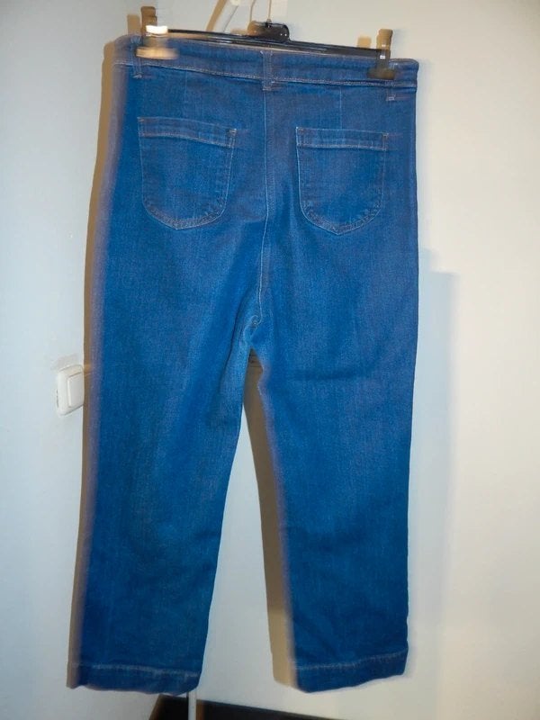 King Louie blauwe jeans broek zakken voorkant mt 42, Kleding | Dames, Broeken en Pantalons, Maat 42/44 (L), Zo goed als nieuw