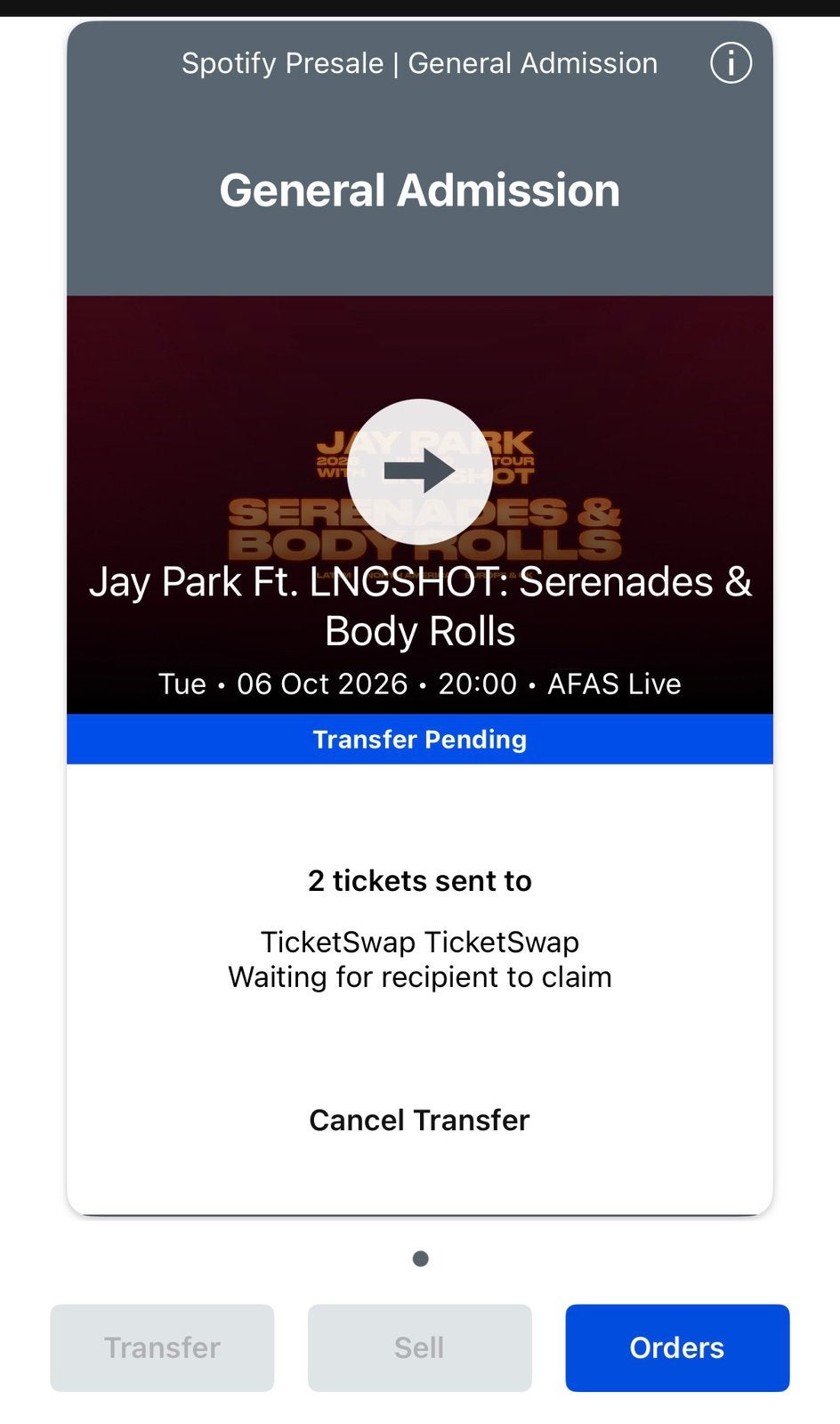 Transfer no fees - 2x jay park lngshot amsterdam tickets GA, Tickets en Kaartjes, Twee personen, Juli